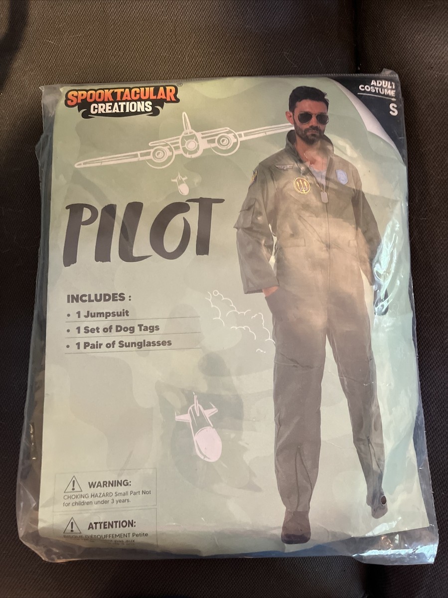 Mens Air Force Pilot Jumpsuit Costume Sunglasses Adult Aviator