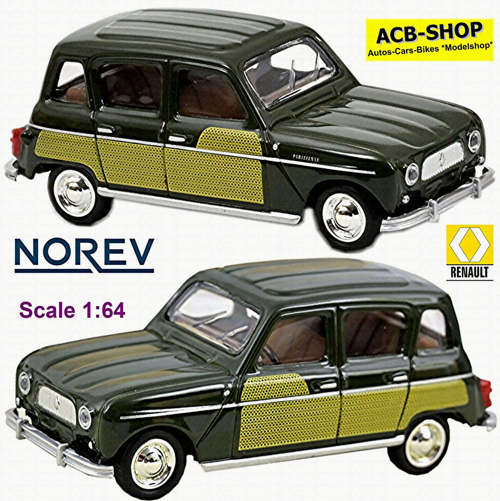 Renault 4 Parisienne 1967 Green 1:64 Norev 310939