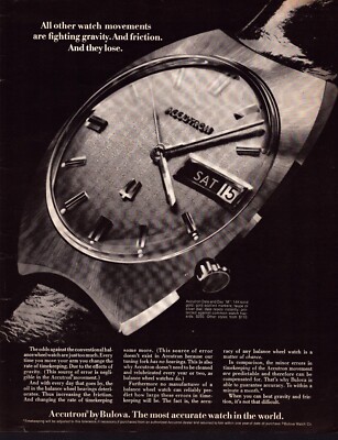 1969 Bulova Accutron The Most Accurate Watch In The World Vintage Print Ad