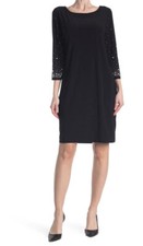 TASH + SOPHIE Plus Size Women’s Pearl Sleeve Boatneck Jersey Shift Dress NWT