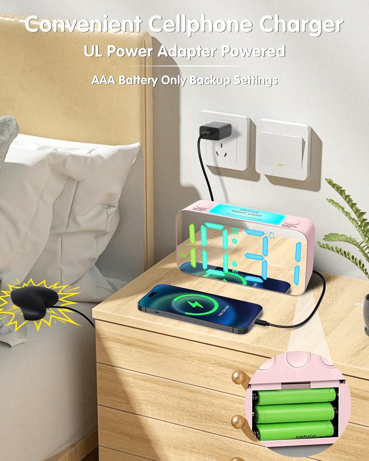 Super Loud Alarm Clock with Bed Shaker Vibrating Alarm Clock for Heavy Sleepers