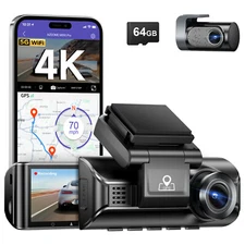 AZDOME Dual Dash Cam 4K+2.5K5GWiFi GPS Dash Camera Recorder Parking Mode 64GB SD