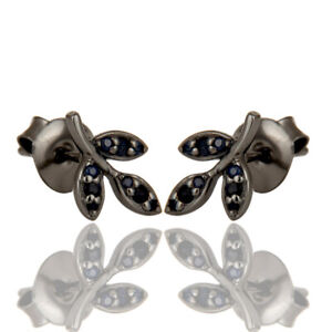 Details about   Natural Blue Sapphire Gemstone Black Oxidized Sterling Silver Earrings Jewelry