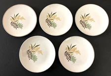 Homer Laughlin China USA Fantasy 254 Ferns Leaves - Lot of (5) 6" BREAD PLATES