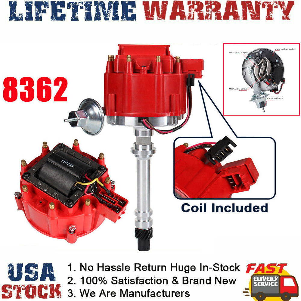 Distribuidor HEI 9000 RPM Para GM Chevy GMC – SBC/BBC V8, Bobina Integrada, Color Rojo