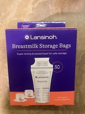 Lansinoh Breastmilk Storage Bags Breastfeeding Moms Presterlized 50 Ct 2 pack