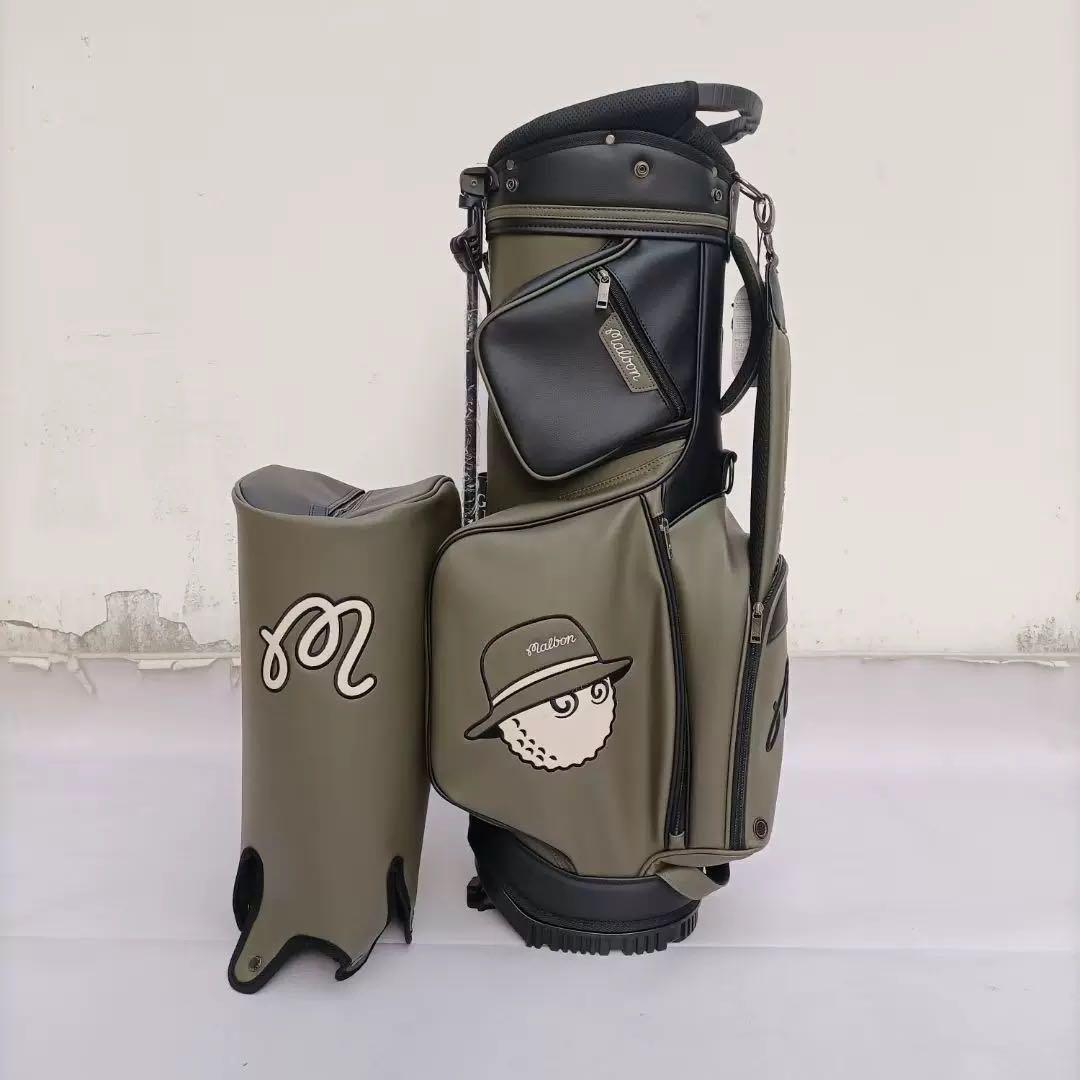 日本未発売 2025モデルMALBON WALKING BAGキャディバッグ Malbon golf 2025 Caddy Bag Stand bag Dark Green With hood
