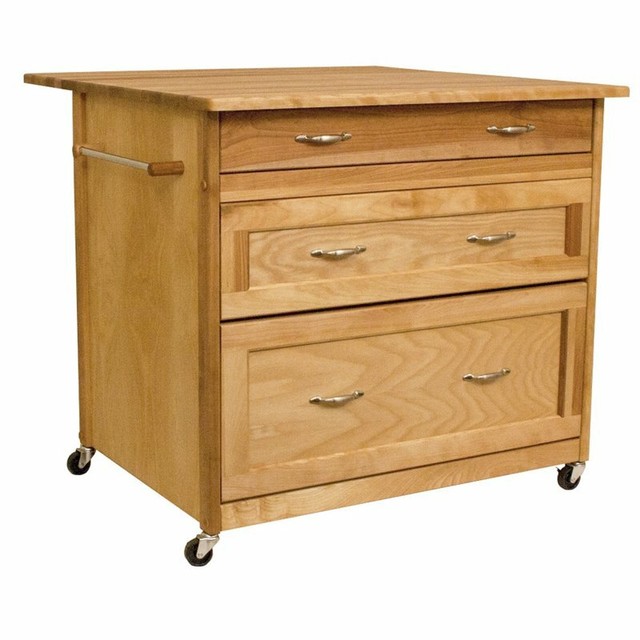 Catskill Craftsmen 3 Drawer Kitchen Cart in Natural Birch eBay