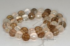 10MM MIX QUARTZ GEMSTONE FACETED ROUND LOOSE BEADS 7.5inch