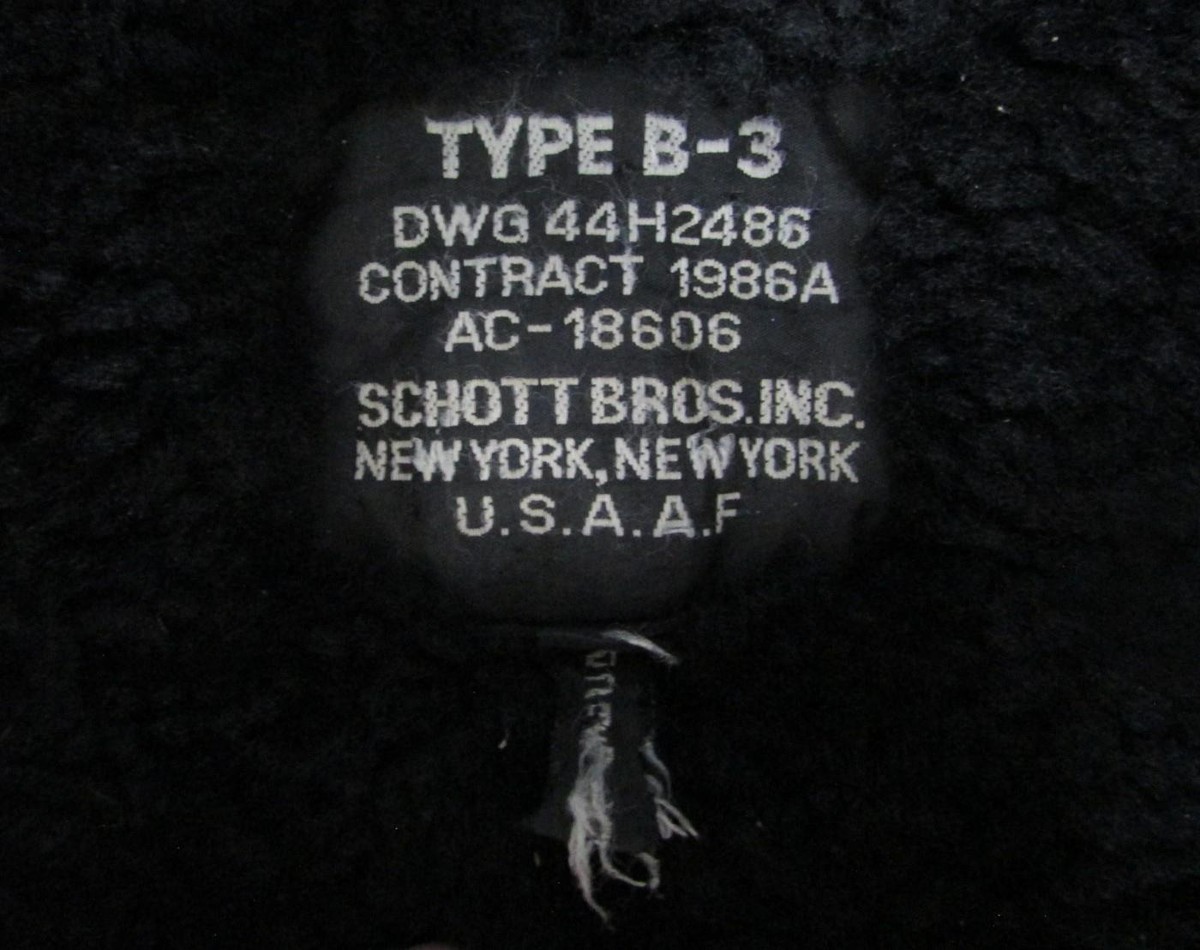 Vintage Schott Bros.Type B-3 Mouton Leather Flight Jacket Bomber