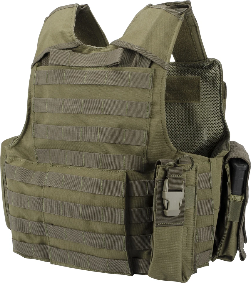 Chaleco portador de placa táctica Barska VX-300 MOLLE sistema verde, BI12286 Foto 4 de 4