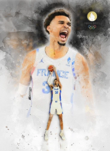 Victor Wembanyama  #1 Art Card Limited 18/100 John Rudolph Signed Paris Olympics