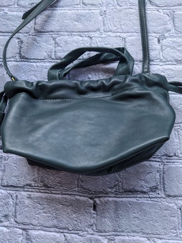 Madewell Piazza Mini Crossbody Leather Bag Drawstring Supersoft Dark Palm Green - Picture 2 of 12