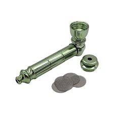 3.25" Metal Smoking Pipe With Lid And Screens Green