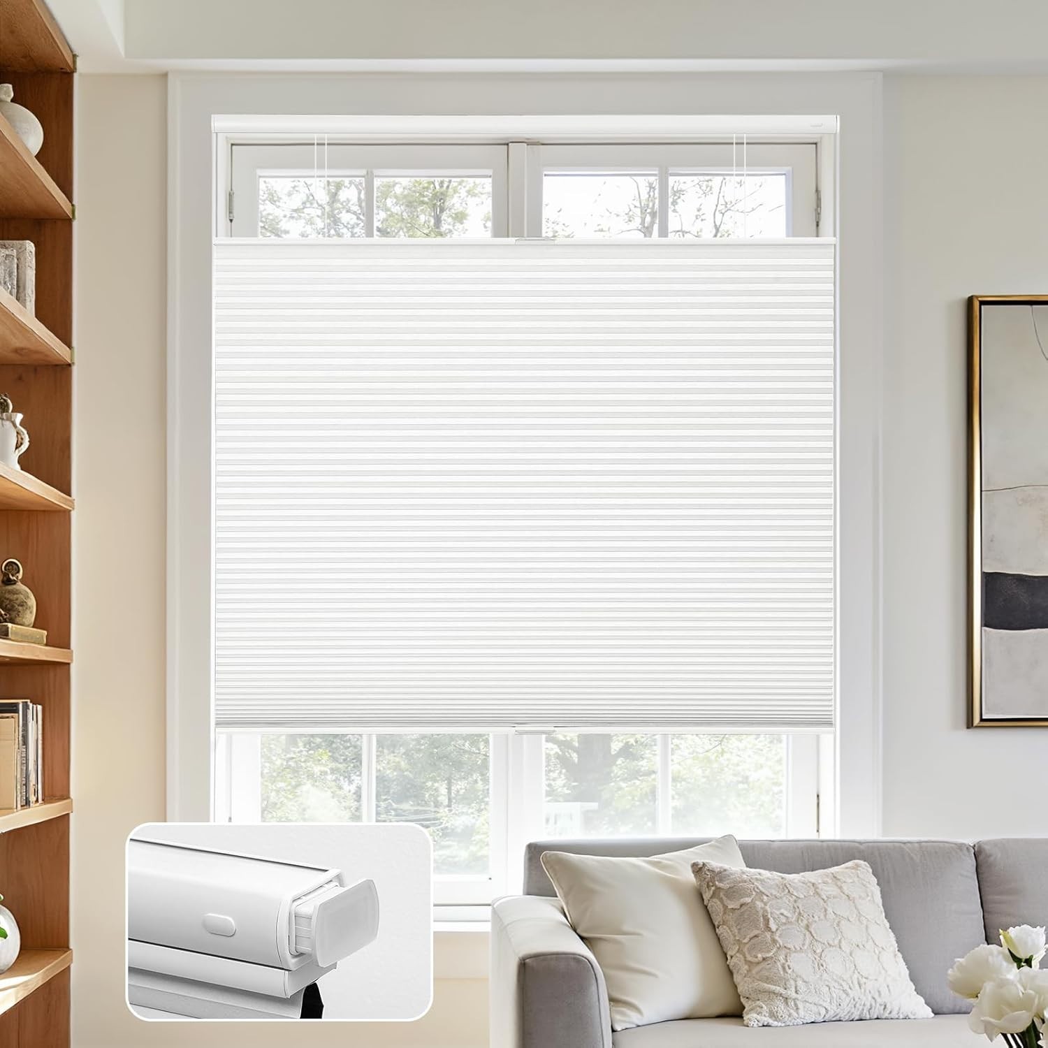 No Tools No Drill Blinds for Indoor Windows, Cordless Window