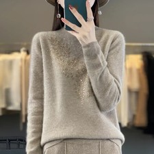 Women Mock Neck Sweater Thick Warm Knit Long Sleeve Winter Pullover Top