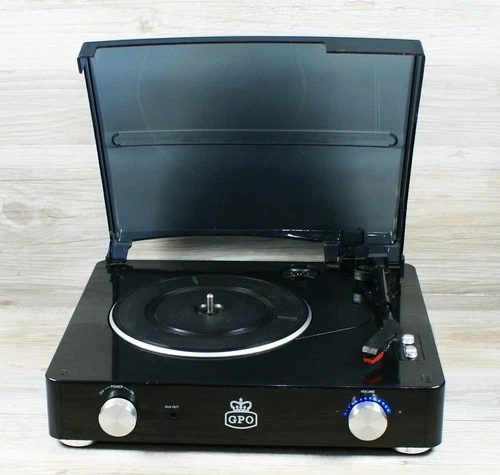 GPO Stylo Portable Turntable Record Player 33/45/78 RPM Vinyl LP Single Black