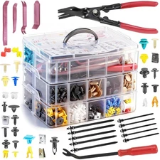2080PCS Auto Retainer Clips Kit w/ Plier & Tools, 33 Common Rivets + Box