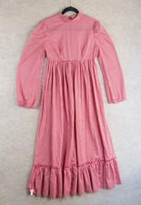 Vintage 70s Red Gingham Dress Fits S/M Maxi Ruffle Prairie Cottagecore Western