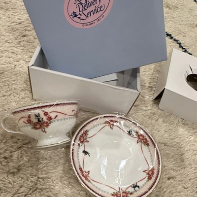 1989 Kiki's Delivery Service Jiji Ceramic Coffee Cup & Saucer Set Floral Anime
