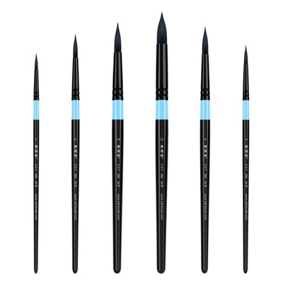 #ad XDT#990 Round Watercolor Artist Paint Brush 6 Piece Set Soft Natural Hair $14.99