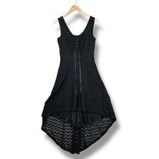 Royal Bones Lace Front High Low Fit Flare Dress Womens L Black Whimsigoth Grunge