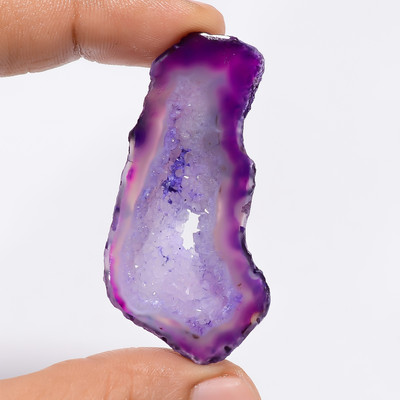 Natural Purple Botswana Agate Druzy Fancy Slice Gemstone 58 Ct 52X25X5mm F-693