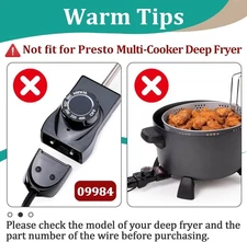 09982 Deep Fryer Magnetic Power Cord for Presto FryDaddy & Granpappy Electric Fr