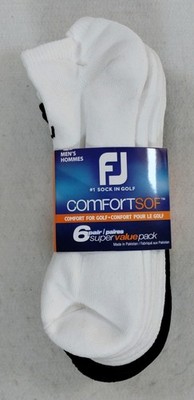 FootJoy Men's ComfortSof Socks 6 Pair Super Value Pack 16492 Shoe Size 7-12