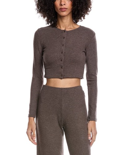 Leset Lauren Crop Wool & Cashmere-Blend Cardigan Women's Brown Xs