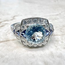 Art Deco Vintage Style 3Ct Lab Created Diamond Engagement 14K White Gold FN Ring