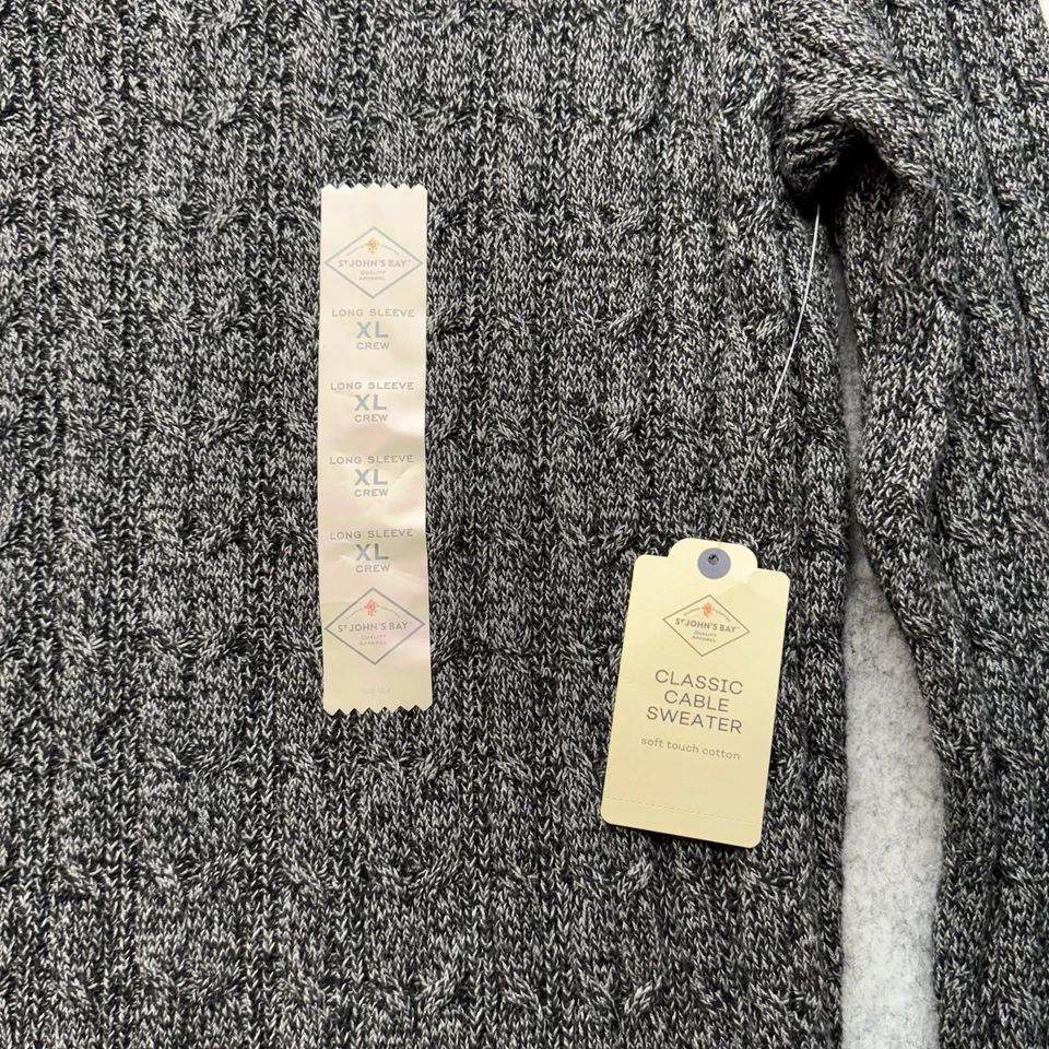 Nuevo con etiquetas Suéter St. John's Bay Para Mujer Clásico Tejido con Cable Gris Negro Marl Talla XL Foto 3 de 4
