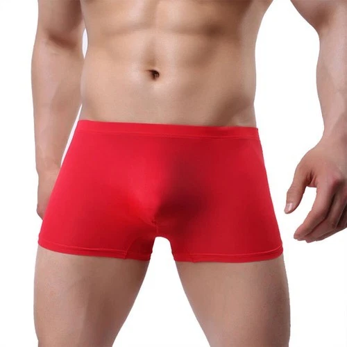 Sexy Men Ice silk Seamless Boxer Briefs Pouch Underwear Shorts Trunks Underpants - Image 4 of 4