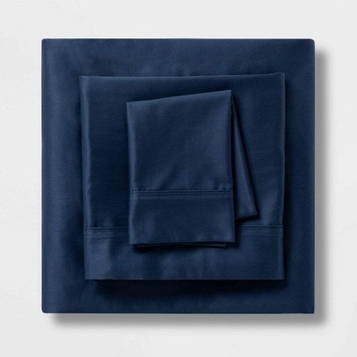 Queen Solid Performance 400 Thread Count Sheet Set Metallic Blue - Threshold : C