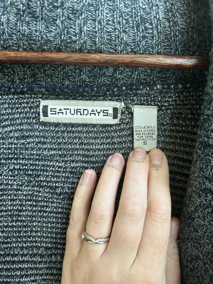 Cárdigan Suéter Vintage Sábados S Grande Papá Grunge Estampado Abuelo Foto 4 de 4