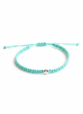 Makramee Armband Mint mit Kleeblatt   Nylon Edelstahl | Handmade | Glücksarmband