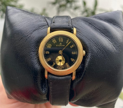 1990s Women's Luxury Edox 23032 Swiss Made Quartz 7J Gold Plated 25mm Watch