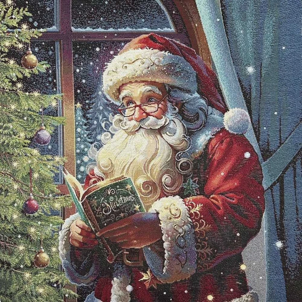 TOMASELLI TESSUTI Pannello Gobelin Babbo Natale Blu 45x45 Cm 7081