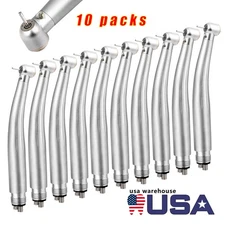 10 Packs Dental Fiber Optic High Speed Handpiece E-generator LED Turbine 4 Holes