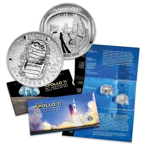2019-S Apollo 11 50th Anniversary Half Dollar 2-Coin Set Proof & Reverse Proof