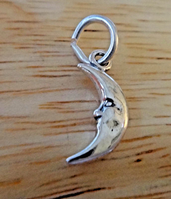 3D Sterlingsilber winzig 15x5mm Viertel Mond Gesicht Charm