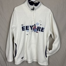 VTG Disney Pooh EEYORE LARGE Fleece -Snowflakes Snow Warm Hoodie Pullover