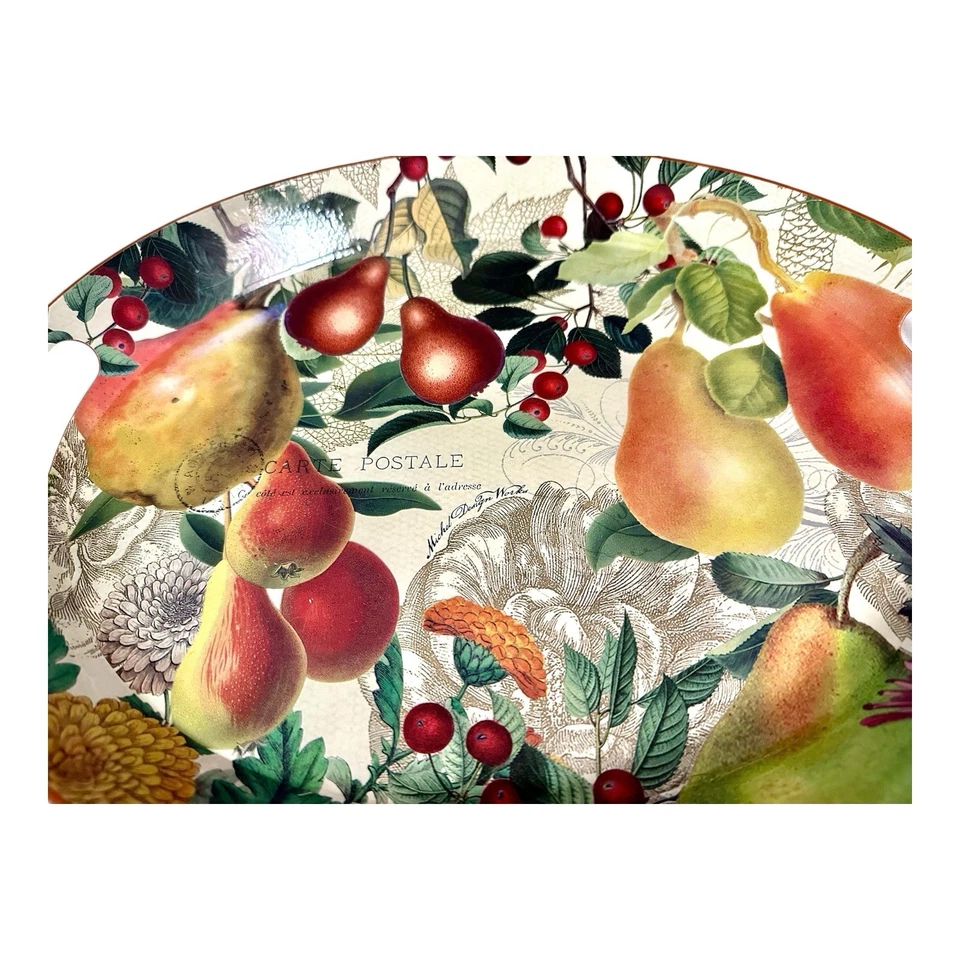 Michel Design Works Fruit Pears Tray With Inset Handles Each End Metal 16" - Image 2 of 4