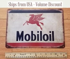 Retro Mobil Sign Mobiloil Mobil Gas Station Sign Exxon Metal Sign Auto Shop Sign