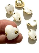 8 X Gold Pearl Heart buttons 22mm Jacket Blazer Coat Dresses Buttons. Ref 9