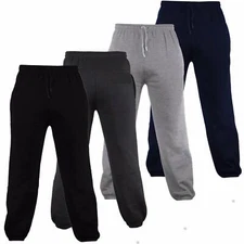Mens Fleece Cuff Hem Bottoms Casual Joggers Trackpants Trousers