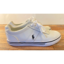Polo Ralph Lauren Boys White Leather Sneakers Size 1.5 Tennis Shoe Summer Shoes