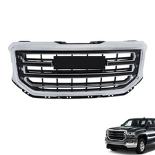 Front Bumper Upper Grille Chrome Plastic For GMC Sierra 1500 2016 2017 2018