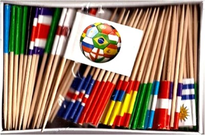 100 Miniature World Toothpick Flags, 32 Countries Represented; Olympic Ready