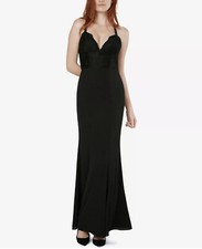 FAME AND PARTNERS Black Lace Crisscross Back Maxi Dress Black Size 2